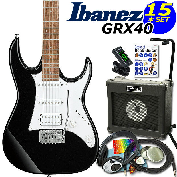 Gio Ibanez アイバニーズ GRX40 BKN エレキギター 初心者セット 15点入門セット【エレキギター初心者】