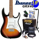 Gio Ibanez アイバニーズ GRX40 TFB エレキギター マーシャルアンプ付 初心者セット18点 ZOOM G1Four付き【エレキギター初心者】