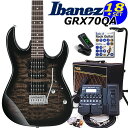 ■Gio Ibanez GRX70QAは、オリジナルシェイプの”RG”をベースに丸みを加えたボディに、シースルー仕様の美しいカラーリングが特徴の人気モデルです。Ibanezらしさを継承する迫力のH-S-Hのピックアップは、ハムバッカーのパワフルなサウンドから、コイルタップしたハーフトーンの煌びやかなサウンドまで、幅広い音楽ジャンルに対応する即戦力なモデルです。弾き易さと扱い易さをリーズナブルな価格で実現したGRX70QAに毎日の練習に必要なアイテムを厳選した初心者18点スペシャルセットです。ZOOMの多機能マルチエフェクターと人気アンプVOX「PF10」をセットに加えたことで本格的にそして楽しく練習できる強力初心者セットになりました。 ■こちらのギターは出荷前に外観・機能などの点検を行い発送いたしますのでご安心ください。 【セット内容】 1、ギター本体 2、ソフトケース 3、チューナー 4、ギターアンプ 5 & 6、マルチエフェクター本体＆専用ACアダプター 7 & 8、ケーブル2本 9、クリーニングクロス 10、ストラップ 11、EbiSoundピック6枚セット 12、ピックケース 13、ギタースタンド 14、教則本 15、ヘッドフォン 16、交換弦セット 17、ポジションステッカー 18、コードシート