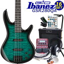 Gio Ibanez GSR280QA-TMS アイバニーズ 4弦エレキベース 入門16点セット ZOOM B1Four付き 【ベース初心者】