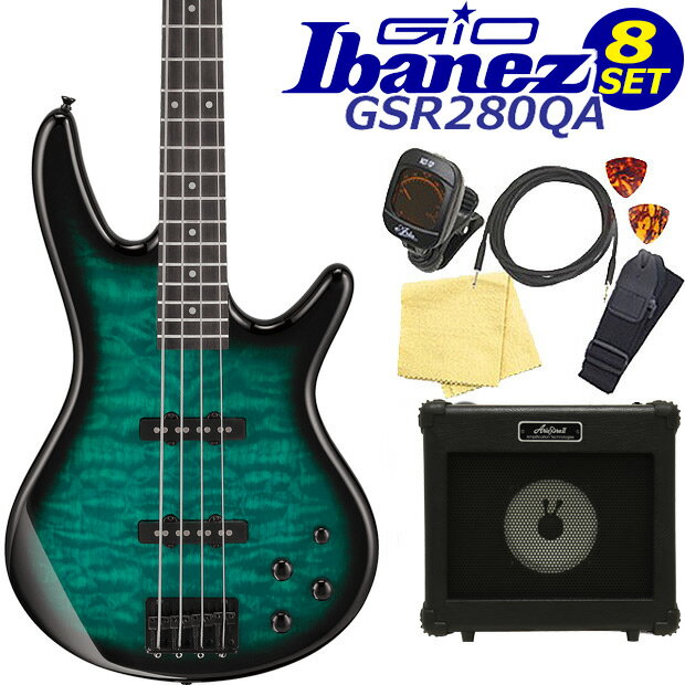 Gio Ibanez GSR280QA-TMS アイバニーズ 4弦エレキベース 入門8点セット【ベース初心者】