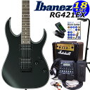 Ibanez アイバニーズ RG421EX BKF エレキギター マーシャルアンプ付 初心者セット18点 ZOOM G1XFour付き【エレキギター初心者】