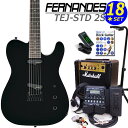 FERNANDES「TEJ-STD2S」でスタートする入門セット登場。90年代、爆発的な売上を記録し、今だに人気の絶えない「TEJシリーズ」。こちらの「TEJ-STD」は海外製造で生産コストを抑えたTEJのエントリーモデルですが、歴史ある国内ギターブランドFERNANDESのギターだけあり、細部にわたる仕上げの良さ、細く握りやすいネックシェイプ、軽く取回しの良いボディなど、ジャンルを選ばずご使用できるオススメの1本です。この「TEJ-STD2S」に、毎日の練習に必要なアイテムを厳選した初心者セットをご用意いたしました。人気アンプMarshall「MG10」、マルチエフェクター「ZOOM G1XFour」をセットに加えたことで本格的にそして楽しく練習できる強力初心者セットになりました! ※こちらのギターは出荷前に外観・機能などの点検を行い発送いたしますのでご安心ください。 【セット内容】 1、ギター本体 2、ソフトケース 3、チューナー 4、ギターアンプ （Marshall MG10） 5 & 6、マルチエフェクター本体＆専用ACアダプター （ZOOM/G1XFour） 7 & 8、ケーブル2本 9、クリーニングクロス 10、ストラップ 11、EbiSoundピック6枚セット 12、ピックケース 13、ギタースタンド 14、教則本 15、ヘッドフォン 16、交換弦セット 17、ポジションステッカー 18、コードシート