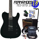 FERNANDES「TEJ-STD2S」でスタートする入門セット登場。90年代、爆発的な売上を記録し、今だに人気の絶えない「TEJシリーズ」。こちらの「TEJ-STD」は海外製造で生産コストを抑えたTEJのエントリーモデルですが、歴史ある国内ギターブランドFERNANDESのギターだけあり、細部にわたる仕上げの良さ、細く握りやすいネックシェイプ、軽く取回しの良いボディなど、ジャンルを選ばずご使用できるオススメの1本です。この「TEJ-STD2S」に、毎日の練習に必要なアイテムを厳選した初心者セットをご用意いたしました。VOXアンプ「PF-10」、ZOOMマルチエフェクター「G1Four」をセットに加えたことで本格的にそして楽しく練習できる強力初心者セットになりました! ※こちらのギターは出荷前に外観・機能などの点検を行い発送いたしますのでご安心ください。 【セット内容】 1、ギター本体 2、ソフトケース 3、チューナー 4、ギターアンプ （VOX/PF-10） 5 & 6、マルチエフェクター本体＆専用ACアダプター （ZOOM/G1Four） 7 & 8、ケーブル2本 9、クリーニングクロス 10、ストラップ 11、EbiSoundピック6枚セット 12、ピックケース 13、ギタースタンド 14、教則本 15、ヘッドフォン 16、交換弦セット 17、ポジションステッカー 18、コードシート