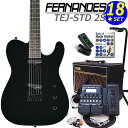 FERNANDES「TEJ-STD2S」でスタートする入門セット登場。90年代、爆発的な売上を記録し、今だに人気の絶えない「TEJシリーズ」。こちらの「TEJ-STD」は海外製造で生産コストを抑えたTEJのエントリーモデルですが、歴史ある国内ギターブランドFERNANDESのギターだけあり、細部にわたる仕上げの良さ、細く握りやすいネックシェイプ、軽く取回しの良いボディなど、ジャンルを選ばずご使用できるオススメの1本です。この「TEJ-STD2S」に、、毎日の練習に必要なアイテムを厳選した初心者セットをご用意いたしました。VOXアンプ「PF-10」、ZOOMマルチエフェクター「G1XFour」をセットに加えたことで本格的にそして楽しく練習できる強力初心者セットになりました! ※こちらのギターは出荷前に外観・機能などの点検を行い発送いたしますのでご安心ください。 【セット内容】 1、ギター本体 2、ソフトケース 3、チューナー 4、ギターアンプ （VOX/PF-10） 5 & 6、マルチエフェクター本体＆専用ACアダプター （ZOOM/G1XFour） 7 & 8、ケーブル2本 9、クリーニングクロス 10、ストラップ 11、EbiSoundピック6枚セット 12、ピックケース 13、ギタースタンド 14、教則本 15、ヘッドフォン 16、交換弦セット 17、ポジションステッカー 18、コードシート