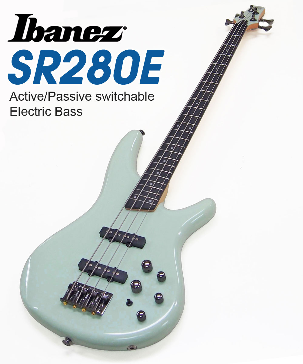 EbiSoundオンラインショップの【アクセサリー付き！】 Ibanez SR280E MGR アイバニーズ ベース エレキベース 5点セット 【ケース/チューナー/ピック/シールド付属】【ベース初心者入門】【MGR(ミントグリーン/Mint Green)】｜アングル2