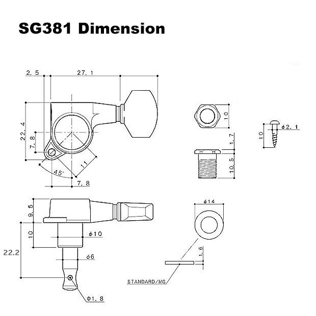 GOTOH ゴトー ギター ペグ SG381 05 C(クローム) L6 片側 6個セット 【SG381-05/C/L6】 2