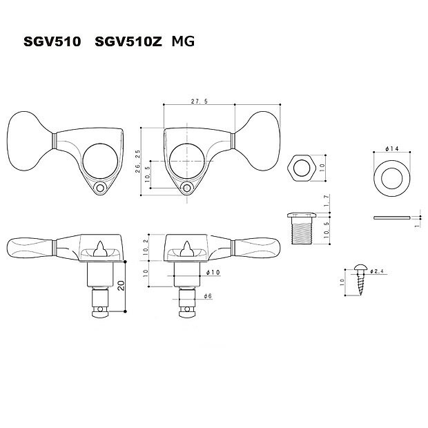 GOTOH ゴトー ギター ペグ SGV510Z MG L5 C(クローム) L3R3 両側 6個セット【マグナムロック】【SGV510ZMG-L5/C/L3R3】 3