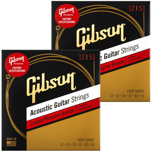 【2セット】 GIBSON ギブソン アコースティックギター弦 Coated Phosphor Bronze SAG-CPB12【ネコポス(np)送料￥230(ポスト投函)】【旧速達メール便】
