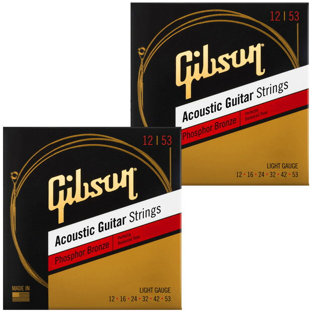 【2セット】 GIBSON ギブソン アコースティックギター弦 Phosphor Bronze SAG-PB12【ネコポス(np)送料230円(ポスト投函)】【旧速達メール便】