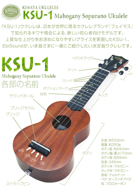 キワヤ ウクレレ KSU-1 ソプラノ スペシャル11点セット マホガニーボディ Kiwaya【上質な入門ウクレレ】 【甘い音色のマホガニー】【フェイマス】