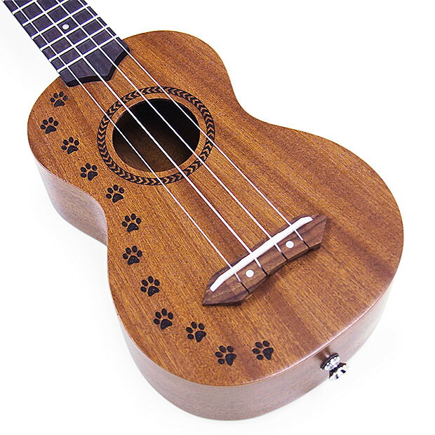 ウクレレ アリア AU-2 neko『ネコのあしあと』ソプラノ チューナー付 Aria 弦高調整済(ねこ・猫・肉球・足跡)(EbiSoundオリジナル)(u)