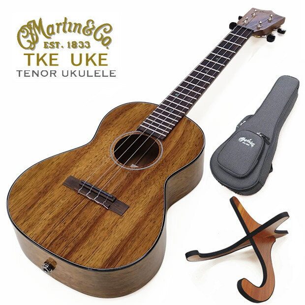 Rakuten - Martin マーチン ウクレレ TKE UKE #40016 テナーウクレレ Mi-Siピックアップ搭載 木製スタンド付き【ハワイアンコア単板】【現品販売】(u)