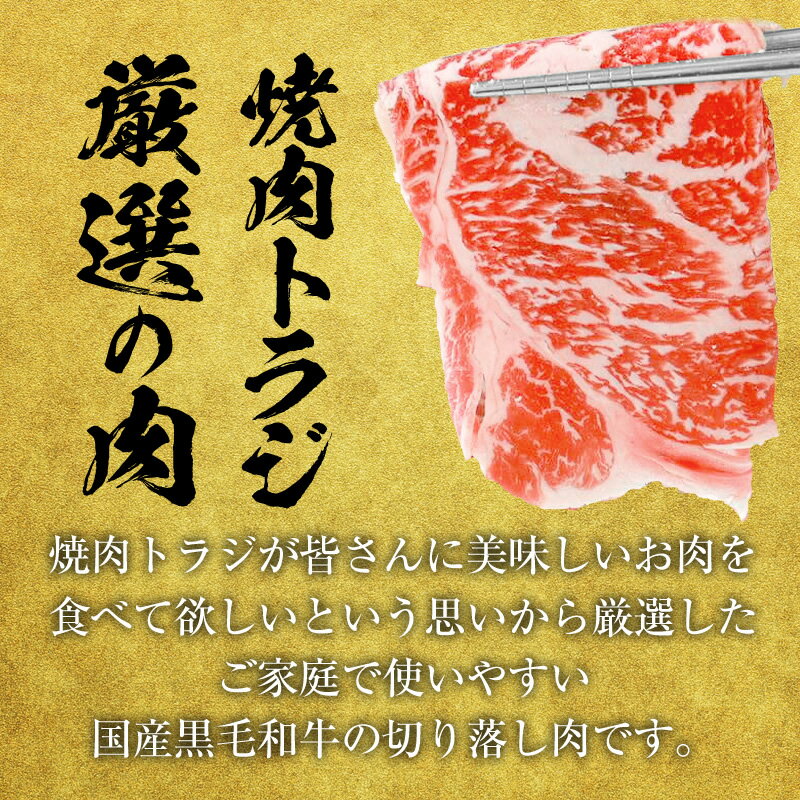 送料無料 黒毛和牛 切り落とし リブロース 500g（250g×2パック） （焼肉のたれ1本付）【送料無料】 国産 国産牛 牛肉 すき焼き しゃぶしゃぶ 肉じゃが 牛丼 鍋 焼肉 焼き肉 お取り寄せ 新生活 一人暮らし レシピ付き