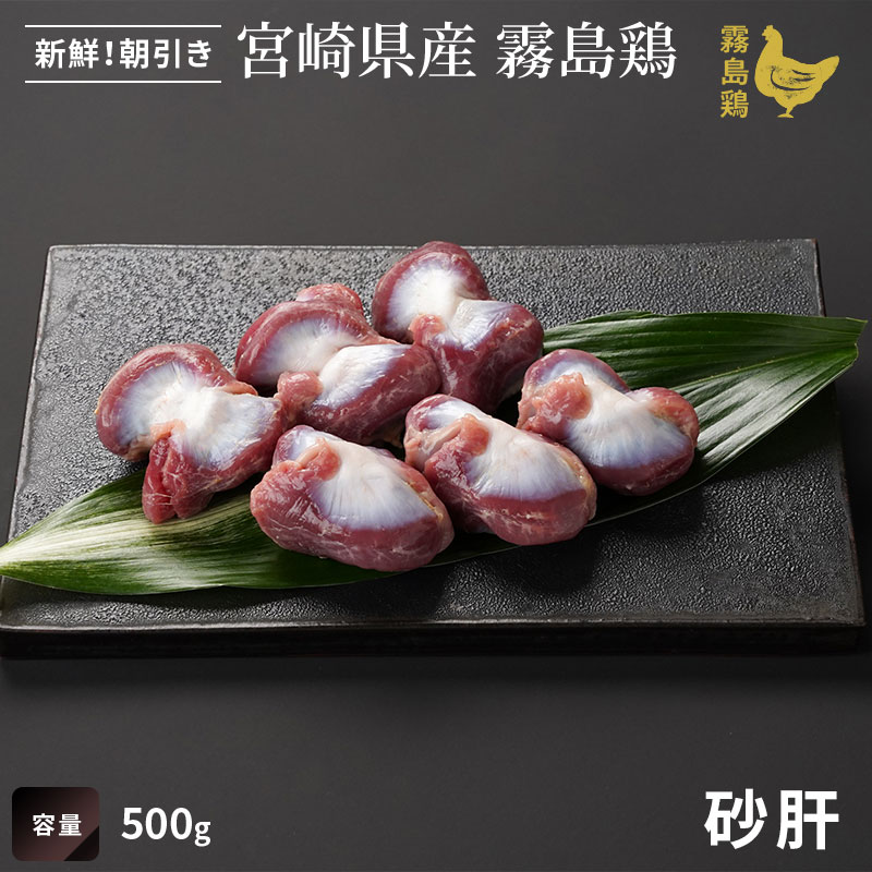 霧島鶏 砂肝 [500g]■生鮮品■（※お一人様1kgまで）砂肝 鶏肉 お取り寄せグルメ 肉【宮崎県産】【とり肉】【銘柄鶏】【メディア紹介】
