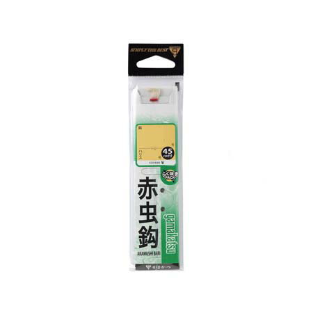 【メール便可】がまかつ 赤虫鈎 金　糸付45cm 5号-0.8 7本入