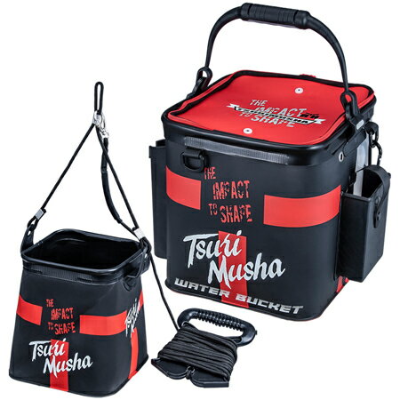 釣武者 ライブウェル親子バケツ ブラック/レッド