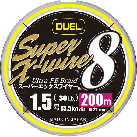 &nbsp; 在庫について 掲載中の商品の在庫に関しまして、表記と実際の在庫状況とはリアルタイムには連動しておりません。 ご注文を頂いた後、代理店在庫と弊社在庫を確認し、在庫確認メールにてご連絡させていただきます。 返品・交換できません。 弊社では、お客様の都合による返品・交換はお受けしておりません。 ※商品のカラーはディスプレイの種類等により、実物と異なって見える場合がございます。掲載商品の仕様、ロゴ等のデザインは改良のため、変更される場合がございます。また、メーカーが発表していない寸法についてはお答えすることができません。あらかじめご了承ください。PEラインの常識が変わる！キャスティングからジギングまで操作性を追求！■H.I.P.製法（ヒートインテグレーションプロセス）：原糸同士の密着度を高める事に成功■耐摩耗性大幅UP：沈み根やガイドへの擦れだけでなく指かけ部分の毛羽立ち、繰り返しの使用による色落ちも激減■真円性の向上：一本一本の原糸が密着しているのでキャスト時の抵抗が軽減し飛距離がUP。ガイドとの摩擦による糸鳴りを抑制■適度なハリとコシ：ハリがあるのでキャスト時のトラブルが激減。ジギングでの使用においては水ギレが良くジグの沈下を妨げずスムーズに落とす事ができラインの糸フケによるシャクリ抵抗を極力少なくすることが可能に■感度UP&操作性大幅UP：約2倍の伸度減で感度大幅UP。ダイレクトな操作性でルアー本来の性能を100％引き出す【巻量：200m】【サイズ：1.5号】【標準強力：30Lbs.】【標準強力：13.5kg】【標準直径：0.21mm】【ライン比重：0.97】【カラー：5CR.5色イエローマーキング】※商品のカラー等はディスプレイの種類等により、実物と異なって見える場合がございます。掲載商品の仕様、ロゴ等のデザインは改良のため、変更される場合がある事をご了承ください。※スペックはカタログ値です。※商品画像と商品名は必ずしも一致するものではありません。予めご了承ください。※ご注文確定後の返品・交換不可のためご注意ください。※発送目安：ご注文確定より最大で5営業日ほどかかる場合がございます。当社分類ワード【デュエル】【ライン】【ルアーライン】【PEライン】【シーバス】【エギング】【イカ】【ジギング】【青物】【PE】
