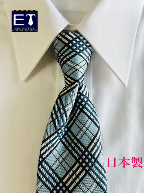 【ワンタッチネクタイ】　ネクタイ　 トレンド 　仕事 通勤 　オフィス　WOMEN　ネクタイ　ポリエステルユニフォームサイズ長さ　38cm　±1cm（ブルー・ホワイト・ネイビー チェック柄）(G)1(4)