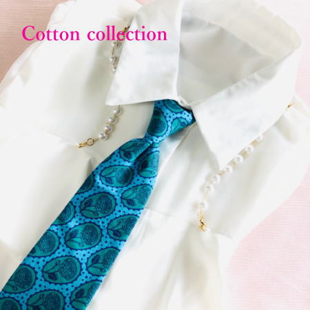Rakuten - ワンタッチネクタイ　 レディース　　コットン　カジュアルファッション　ファスナー仕様 　ジッパーネクタイ　エビスタイ ガールズ　日本製 　ブルー　グリーン　バラ　生地　　サイズ45cm(R）rd-n-8884