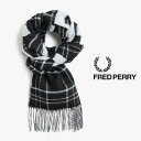 フレッドペリー マフラー メンズ フレッドペリー FRED PERRY マフラー オーバーサイズ ブランド ジャガード スカーフ Oversized Branded Jacqrd Scarf C4143 L74 (BLACK / SNOW WHITE) ［C］【GHOF】