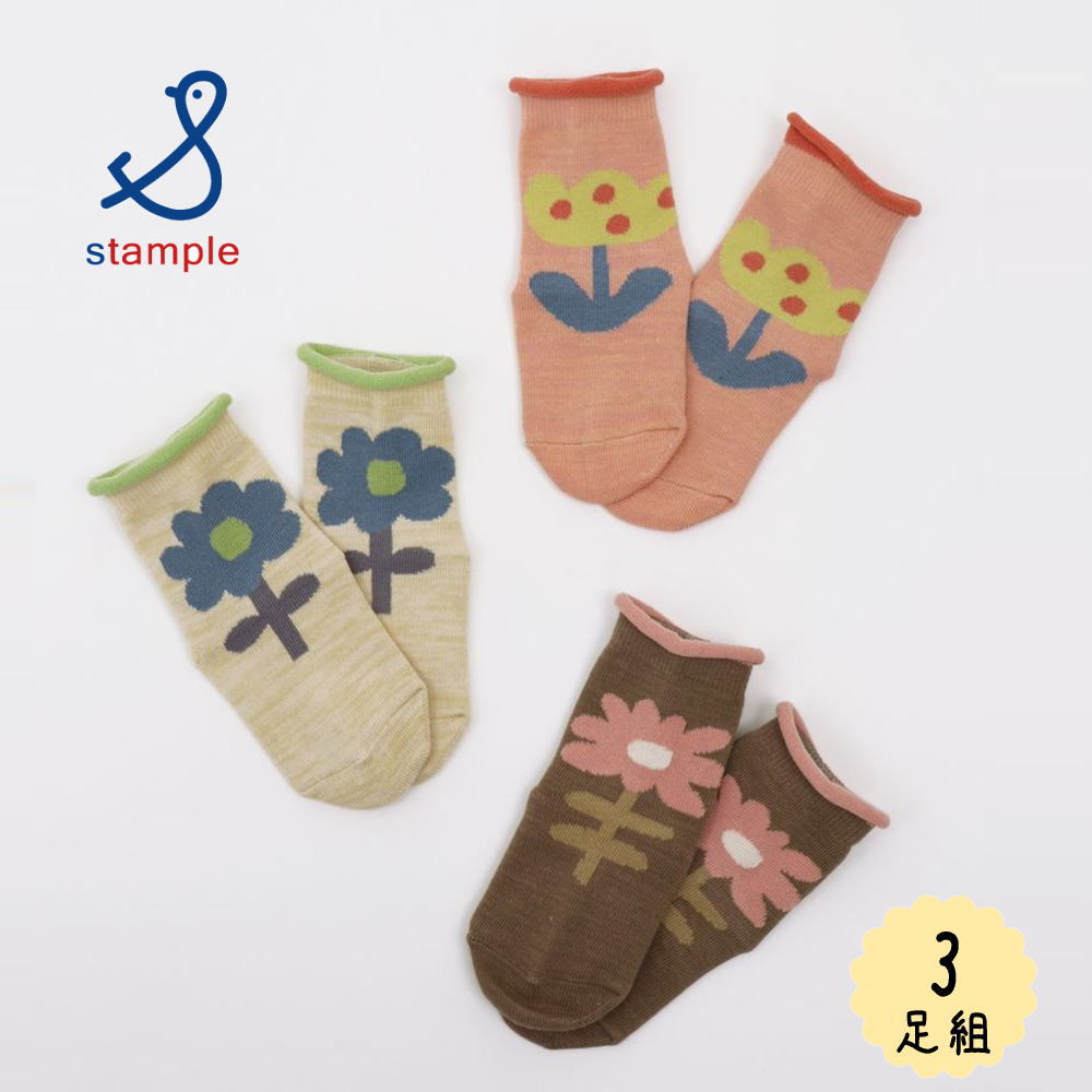 【最大全額ポイント還元※要エントリー】スタンプル stample 靴下 大きなお花 クルーソックス 3足組 732..