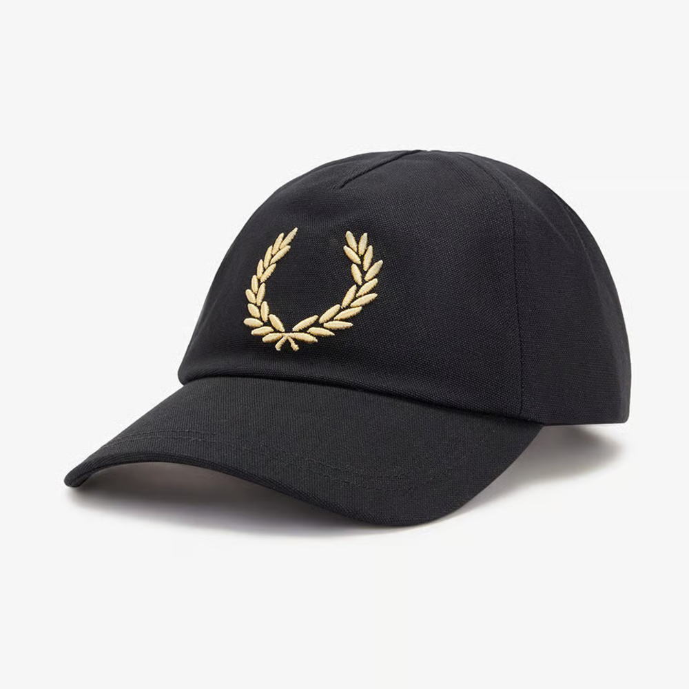樂天商城 - フレッドペリー FRED PERRY 帽子 ボールド ブランディング キャンバス キャップ Bold Branding Canvas Cap HW2307 90A(ブラック/シャンパーニュ)【GKOG】