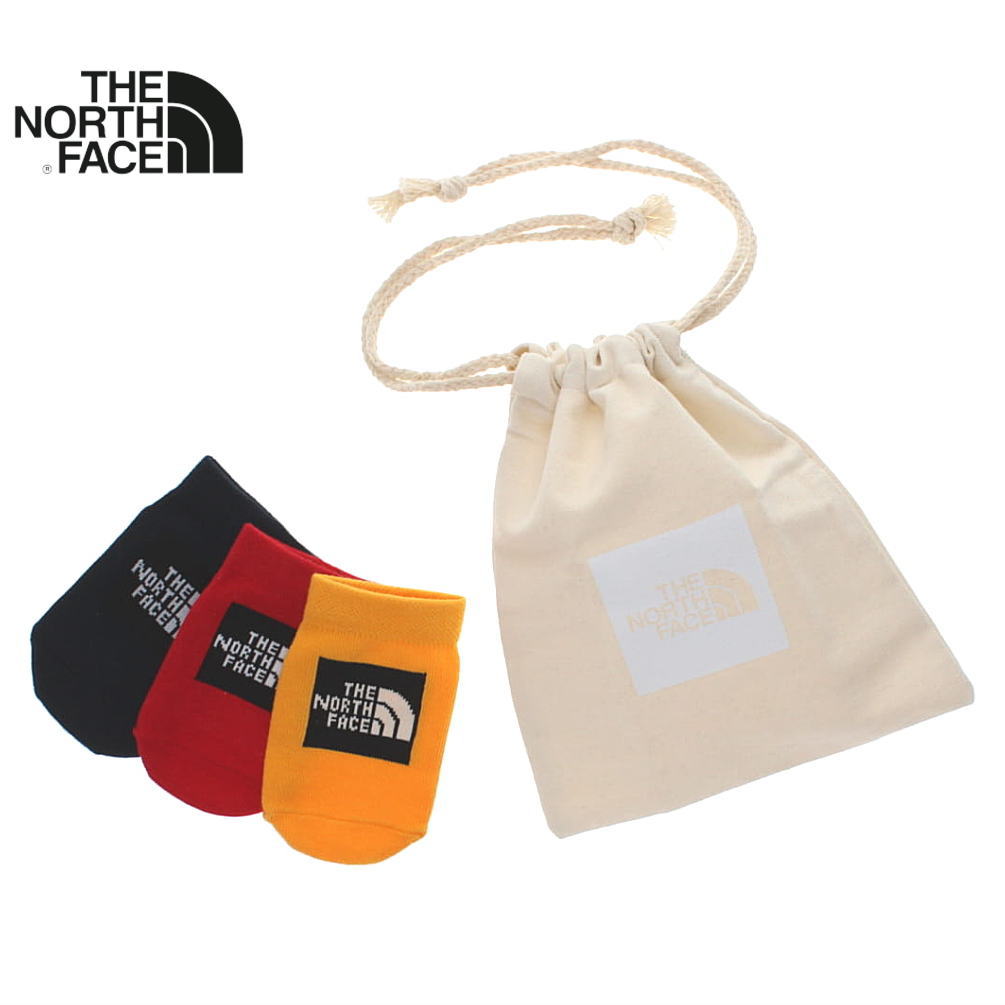 楽天EBiSUYA パトリック （PATRICK）店［返品・交換不可］定番 子供 ノースフェイス THE NORTH FACE 靴下 3足セット ベビー オーガニック 3P Baby Organic 3P NNB82090 YR TNFイエロー×TNFレッド ［C］