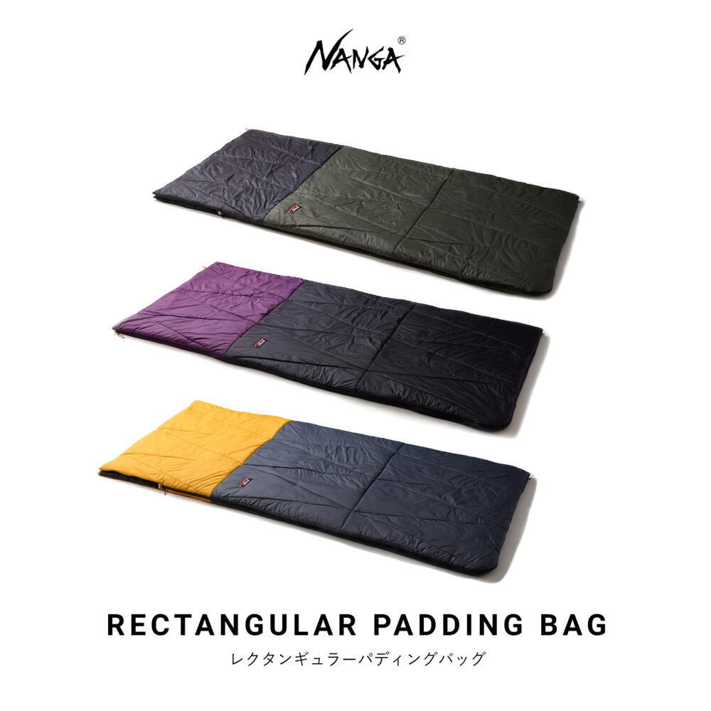 ナンガ NANGA 寝袋 レクタンギュラー パディング バッグ RECTANGULAR PADDING BAG BLK/KHA(N1PGHBN4) PUR/BLK(N1PGPKN4) YEL/GRY(N1PGYYN4)［C］【GGOI】