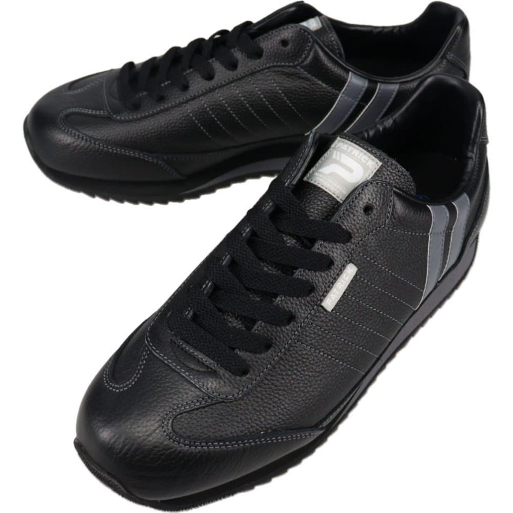 防水スプレー吹きかけサービス 交換返品送料無料 パトリック PATRICK スニーカー マラソン レザー MARATHON-L ブラックグレー BKGY 982551【GJFO】