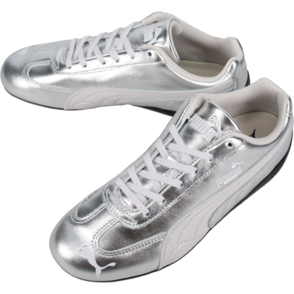 プーマ PUMA スニーカー スピードキャット シルバー ウィメンズ Speedcat Silver Wns Feather Gray-PUMA Black 406881 01【GKOG】
