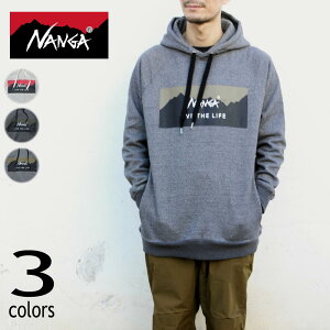 ナンガ NANGA ウェア リブ ザ ライフ スウェット フーディー LIVE THE LIFE SWEAT HOODIE N1L3 L.GRY(ライトグレー) M.GRY(ミディアムグレー) CHA(チャコール)［WA］【GFON】