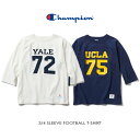 チャンピオン Champion ウェア 3/4 スリーブ フットボール Tシャツ 22SS TRUE TO ARCHIVES C3-R413 ホワイト(010) ネイビー(370) 日本製［WA］【GGOH】