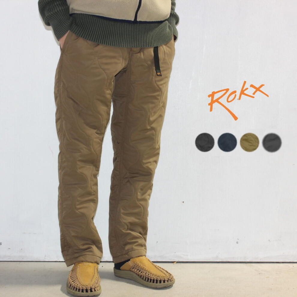 定番 ロックス ROKX キルト ワーク パンツ インシュレイテッド ポーラテック パワー フィル QUILT WORK PANT insulated POLARTEC POWER FILL ブラック ネイビー ダークカーキ グレー RXMF191082［WA］