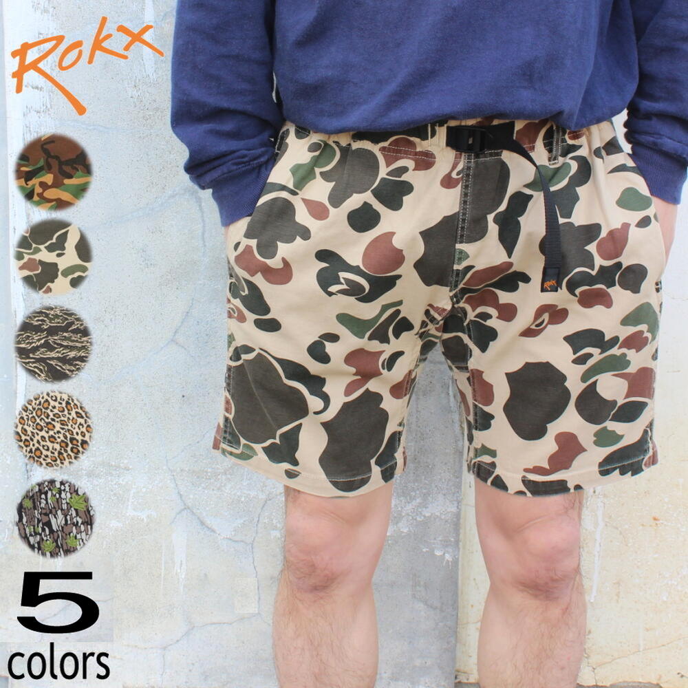 定番 ロックス ROKX エムジー カモフラージュ ショーツ MG CAMOUFLAGE SHORT RXMS193028 ウッドランド ダックカモカーキ ブラックタイガー レオパードベージュ リアルツリー［WA］