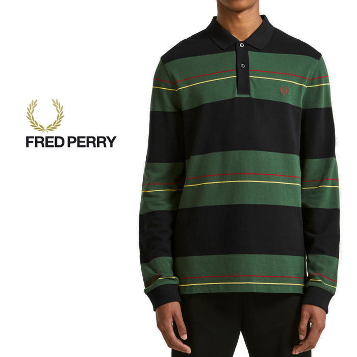 フレッドペリー フレッドペリー FRED PERRY ポロシャツ パネルストライプ ピケシャツ ネイビー M5506-608 ［WA］【FNOG】