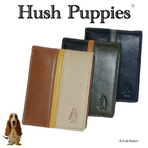 【ポイント5倍！】Hush Puppies 牛革 札入れ 折りたたみ財布 二つ折り財布 ハッシュパピー ブランド 小物 革 人気 本革 レザー オール革 プレゼント ギフト【メンズレディース ユニセックス 男女兼用 犬モチーフ バセットハウンド クリスマスギフト 父の日プレゼント