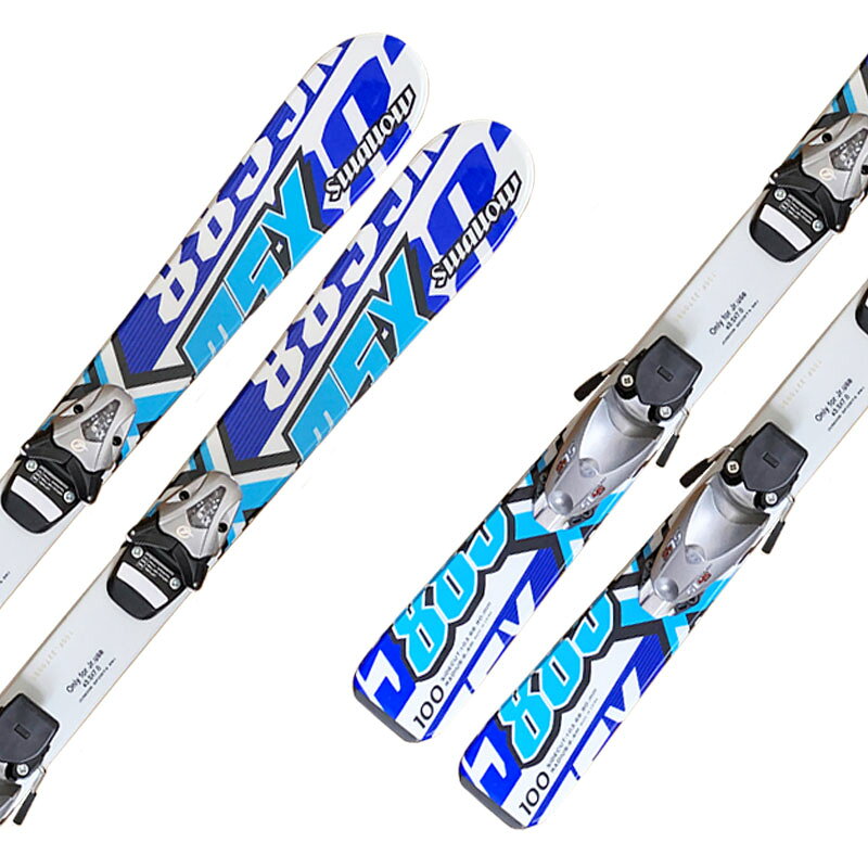 エビスヤスポーツの【100cmのみ】スワロー ジュニア スキービンディング 2点セット スキー板 金具付き アルペンスキー 子供 MSX-883 BL SWALLOW｜アングル2