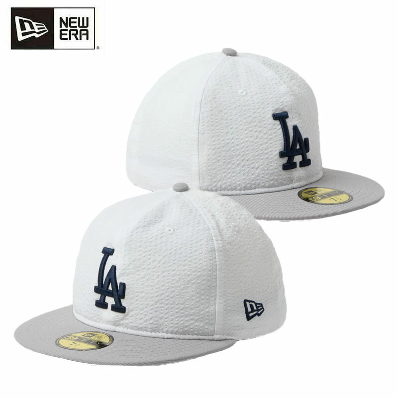 ニューエラ 59FIFTY ソフトバックラム Soft Buckram MLB シアサッカー Seersucker ロサンゼルス・ドジャース ホワイト/グレー キャップ 14745161 NEW ERA 2026春夏