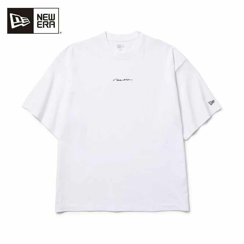 ニューエラ 半袖 オーバーサイズド コットン Tシャツ Handwritten Logo ホワイト メンズ ユニセックス カジュアル アウトドア 14410076 NEW ERA 2025春夏