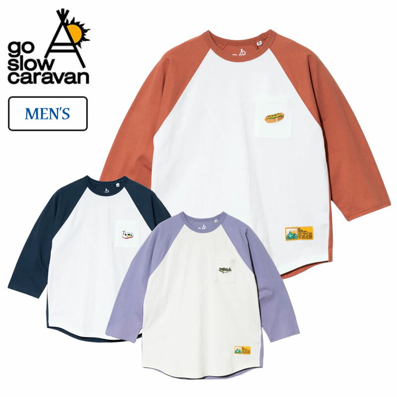 乐天商城 - ゴースローキャラバン USA/C 色々刺繍 8分袖 BB TEE メンズ 8分丈 Tシャツ トップス カジュアル 361905 go slow caravan 2026春夏