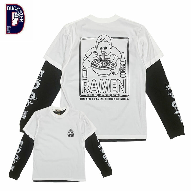 乐天商城 - ダックスター ダブルレイヤードS/S×L/S メンズ 長袖 半袖 Tシャツ カットソー 重ね着 3WAY ラーメン カジュアル アウトドア 942401 DUCKSTER 2025秋冬