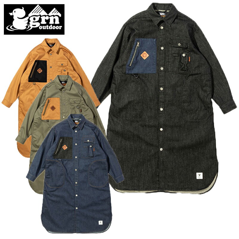 ジーアールエヌ HIASOBI CAMPER DRESS COAT レディース GO2222Q ロングシャツ アウトドア キャンプ 羽織り grn outdoor 