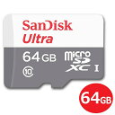 ＼楽天カードポイント4倍！4/20／サンディスク microSDXCカード 64GB ULTRA Class10 UHS-1 100MB/s SDSQUNR-064G-GN3MN Nintendo Switch スイッチ推奨 マイクロSD microSDカード SanDisk 海外リテール メール便送料無料