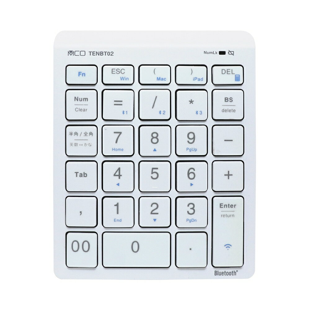 \ポイント5倍/ ミヨシ Bluetooth ワイヤレステンキー ホワイト TENBT02WH 【メール便送料無料】