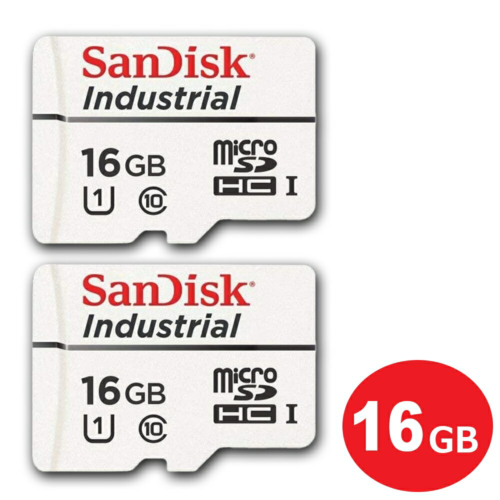 ＼ポイント5倍／サンディスク ドライブレコーダー用 高耐久 microSDHCカード 16GB 2枚入り Class10 UHS-I Industrial SDSDQAF3-016G-XI-2P 防犯カメラ ドラレコ対応 microSDカード バルク品 SanDisk メール便送料無料