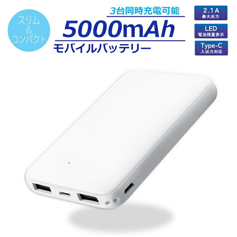 Ric 薄型 軽量 モバイルバッテリー 5000mAh US