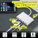 送料無料 iPhone iPad ライニング専用 USB2つ HDMI マイク 充電 変換アダプタ 5in1 多機能 変換 HDMI変換ケーブル Digital AV アプリ不要 TV視聴設定不要 1080P ビデオ再生 遅延なし USB高速な写真とビデオ転送 カメラ マイクアダプター ライブストリーミング用