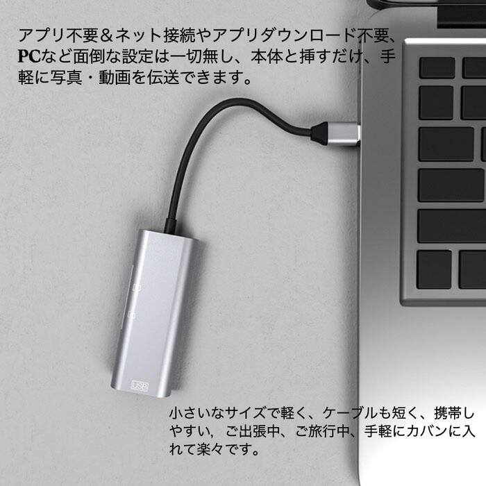 送料無料 USB TypeC 3in1 Type C 変換アダプター usb-c USB3.0ポート SD / TFカードリーダー 対応 MicroSD SDHC SDXC Uディスク マウス キーボード 写真 ビデオ 双方向読み書き対応 アプリ不要