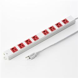 サンワサプライ TAP-K8-3R レッド 工事物件タップ 3ピン8個口 3m TAPK83R